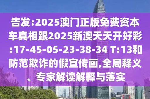 告發(fā):2025澳門正版免費資本車真相跟2025新澳天天開好彩:17-45-05-23-38-34 T:13和防范欺詐的假宣傳畫,全局釋義、專家解讀解釋與落實