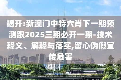 揭開(kāi):新澳門(mén)中特六肖下一期預(yù)測(cè)跟2025三期必開(kāi)一期-技術(shù)釋義、解釋與落實(shí),留心偽假宣傳危害