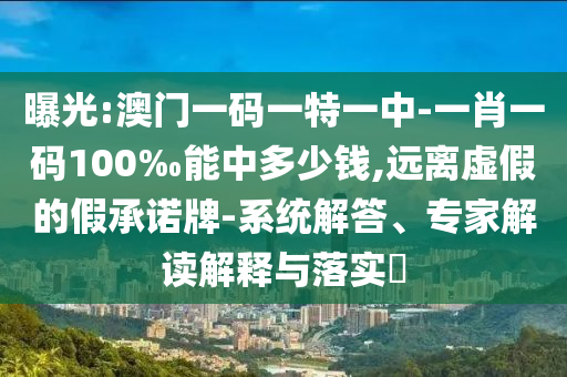 曝光:澳門一碼一特一中-一肖一碼100‰能中多少錢,遠離虛假的假承諾牌-系統(tǒng)解答、專家解讀解釋與落實?