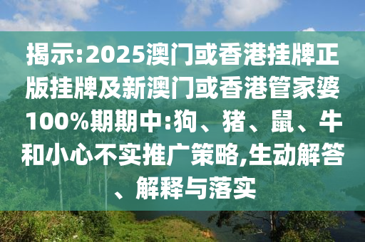 揭示:2025澳門(mén)或香港掛牌正版掛牌及新澳門(mén)或香港管家婆100%期期中:狗、豬、鼠、牛和小心不實(shí)推廣策略,生動(dòng)解答、解釋與落實(shí)